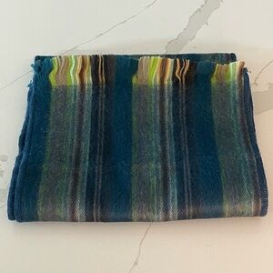 Unisex Winterbourne Alpaca Andean Silk Striped Blue and Green Scarf